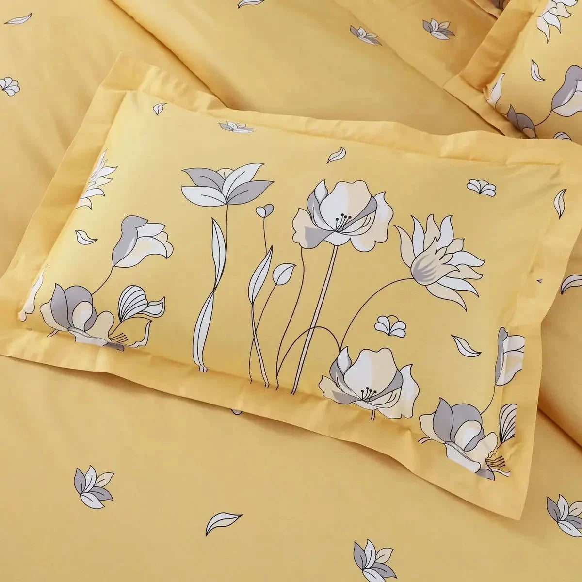 Sion Printed Yellow 500TC Egyptian Cotton Bedding Set - Pallodstore