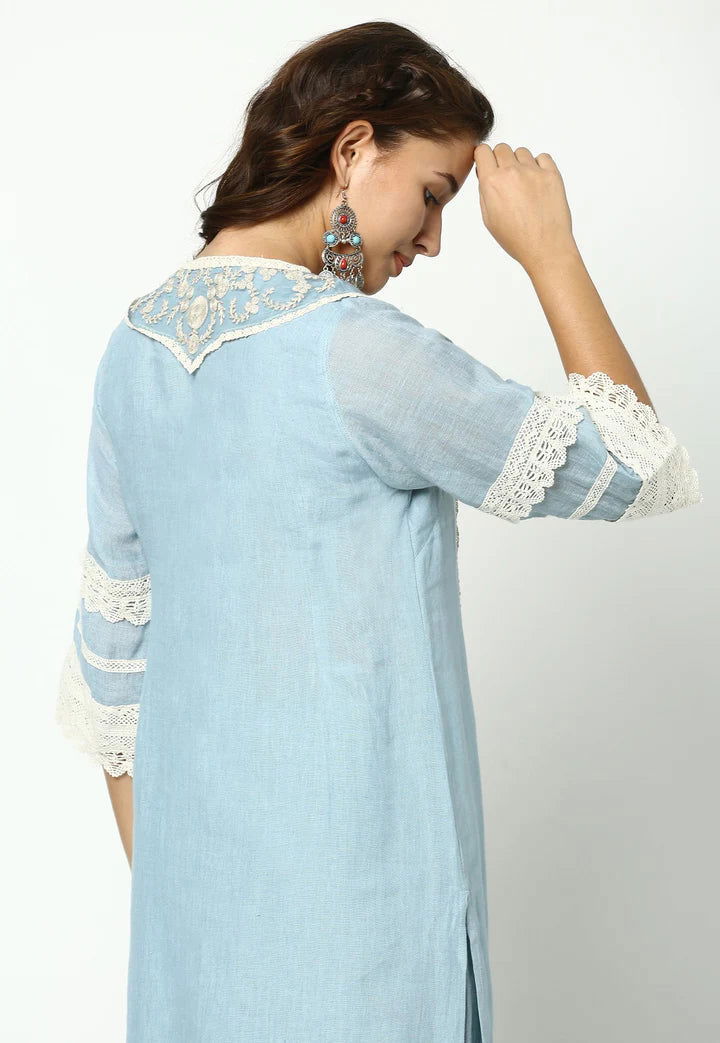 Sky Halo Bloom Kurta Set - Pallodstore