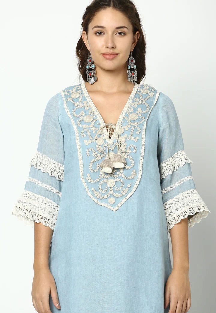 Sky Halo Bloom Kurta Set - Pallodstore