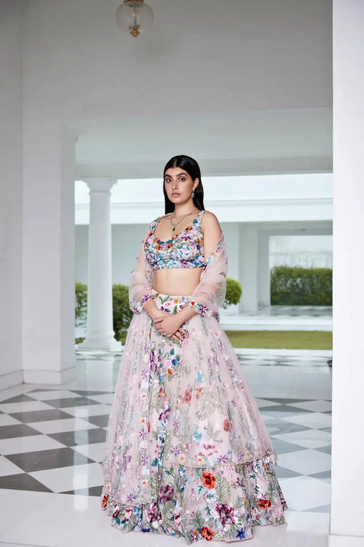 Soft Pink Multi-color Lehenga - Pallodstore