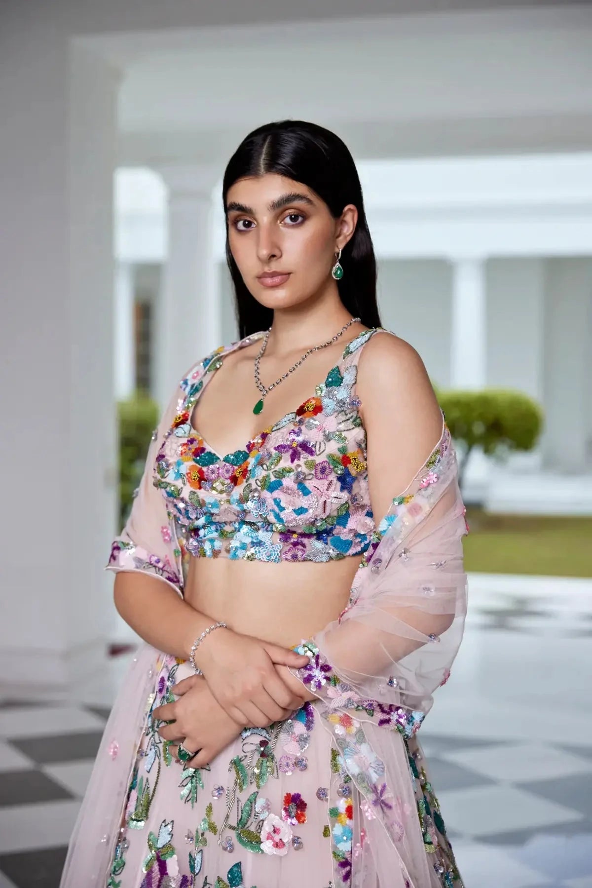 Soft Pink Multi-color Lehenga - Pallodstore