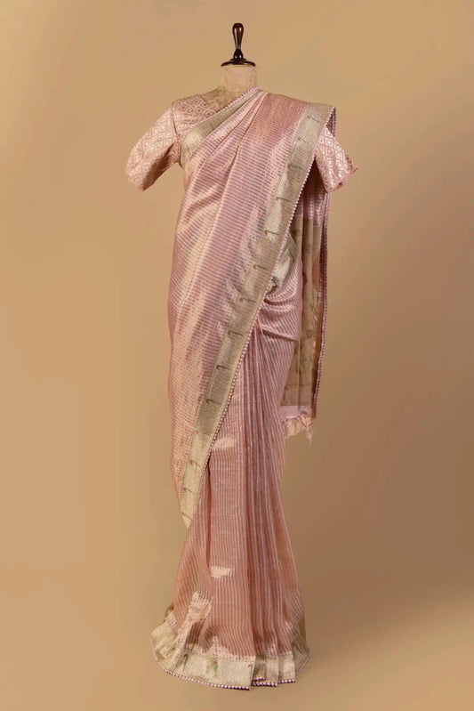 Soft Pink Tussar Silk Saree - Pallodstore