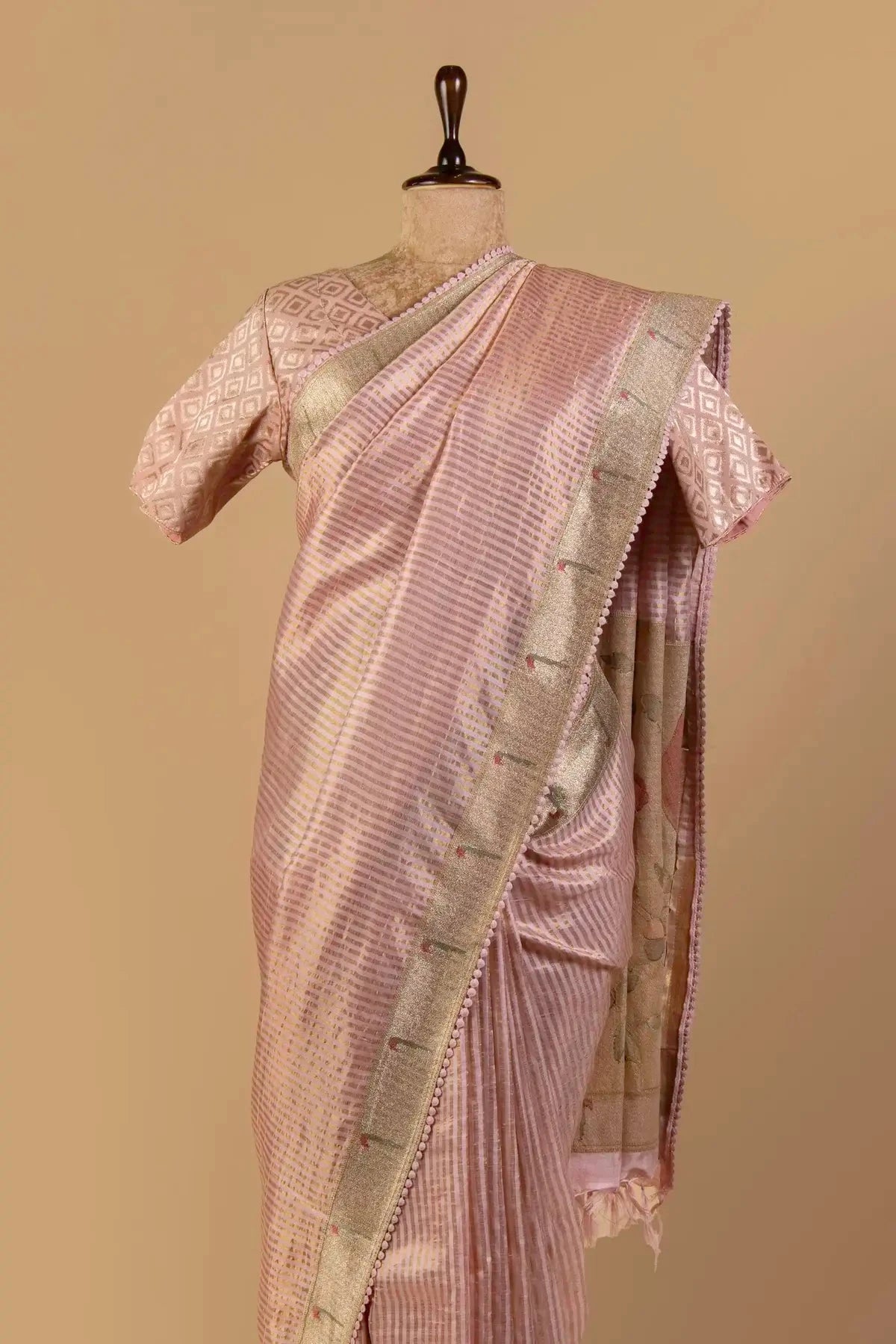 Soft Pink Tussar Silk Saree - Pallodstore