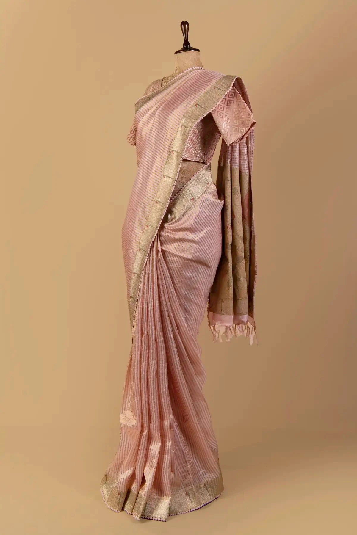 Soft Pink Tussar Silk Saree - Pallodstore
