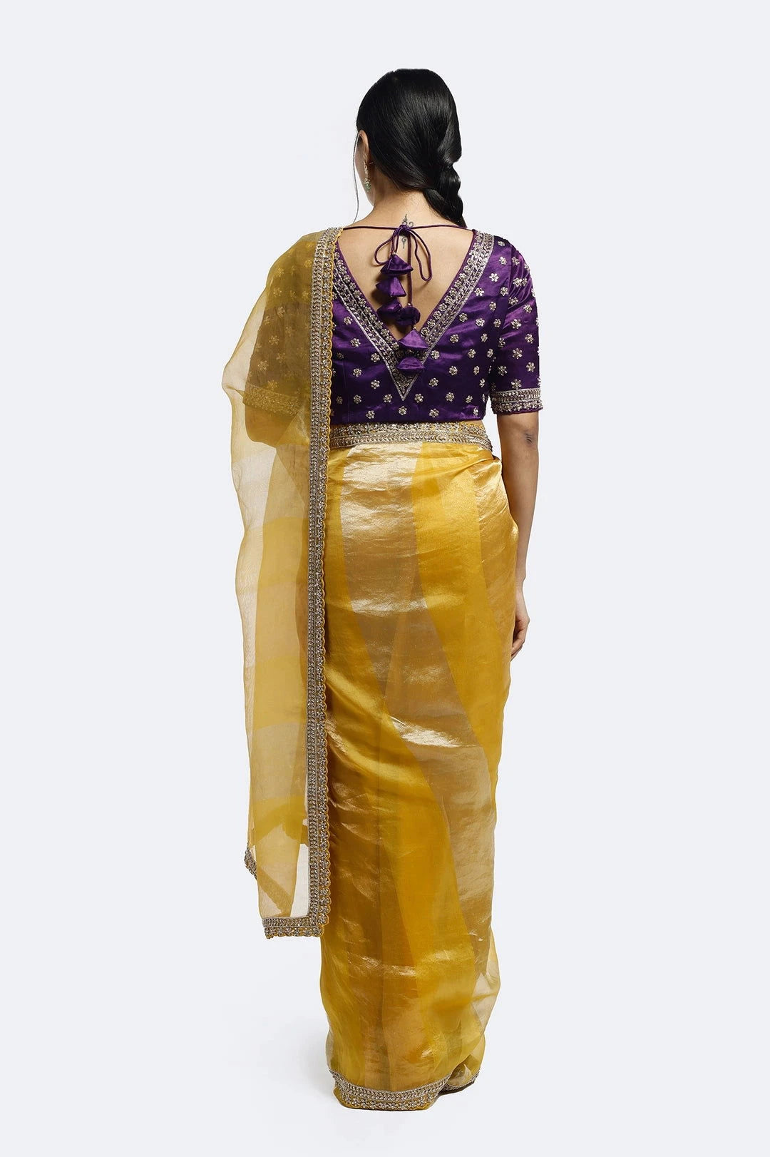 Subtly Panelled Tissue Saree - Pallodstore