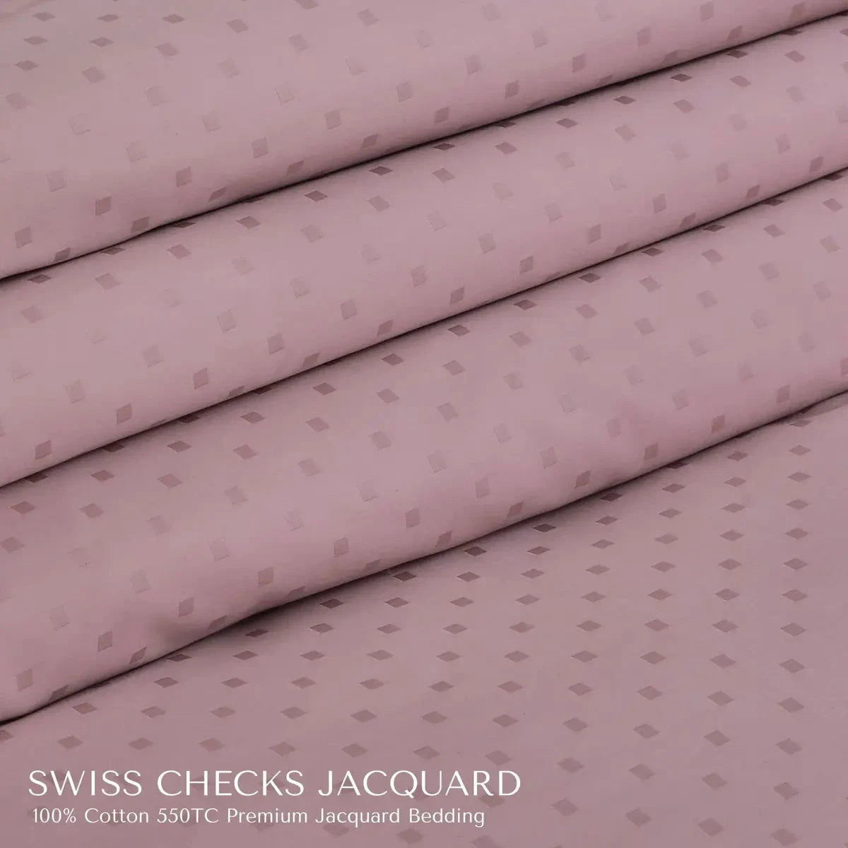 Swiss Checks Jacquard Blush Pink King Size Bedsheet Set - Pallodstore