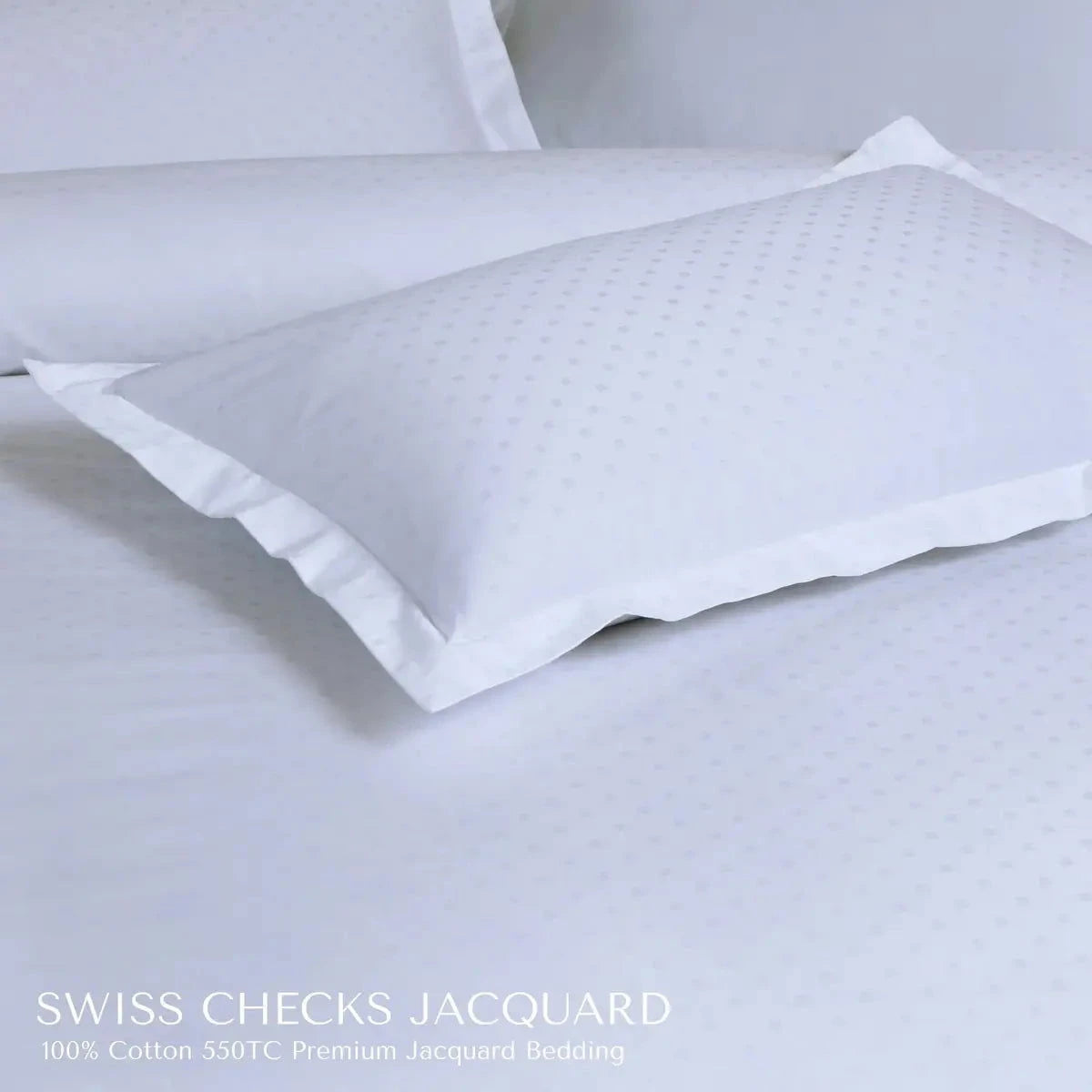 Swiss Checks Jacquard Brilliant White King Size Bedsheet Set - Pallodstore