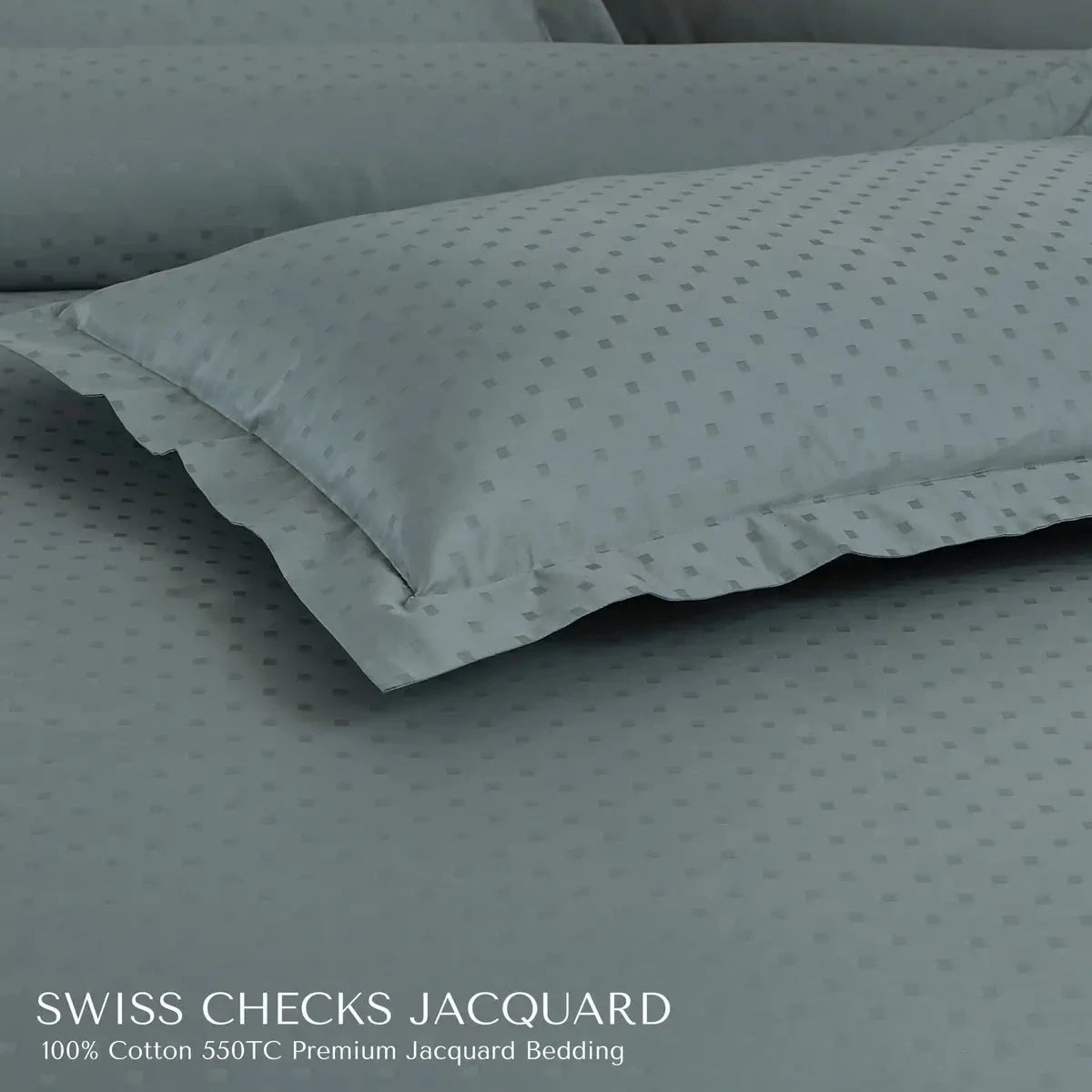 Swiss Checks Jacquard Olive Green King Size Bedsheet Set - Pallodstore