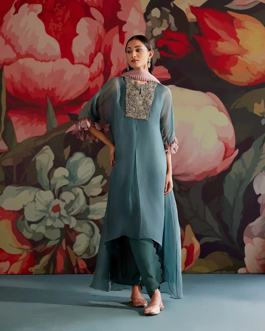 Teal Sapphire Kurta Set - Pallodstore