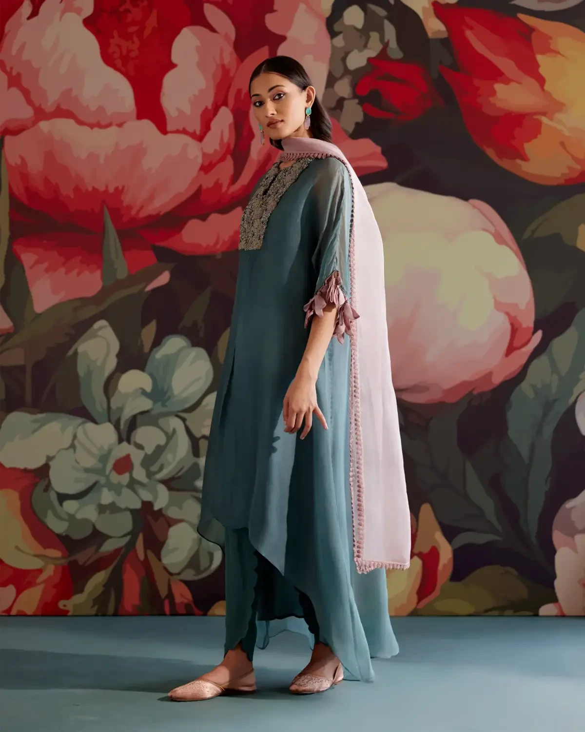 Teal Sapphire Kurta Set - Pallodstore