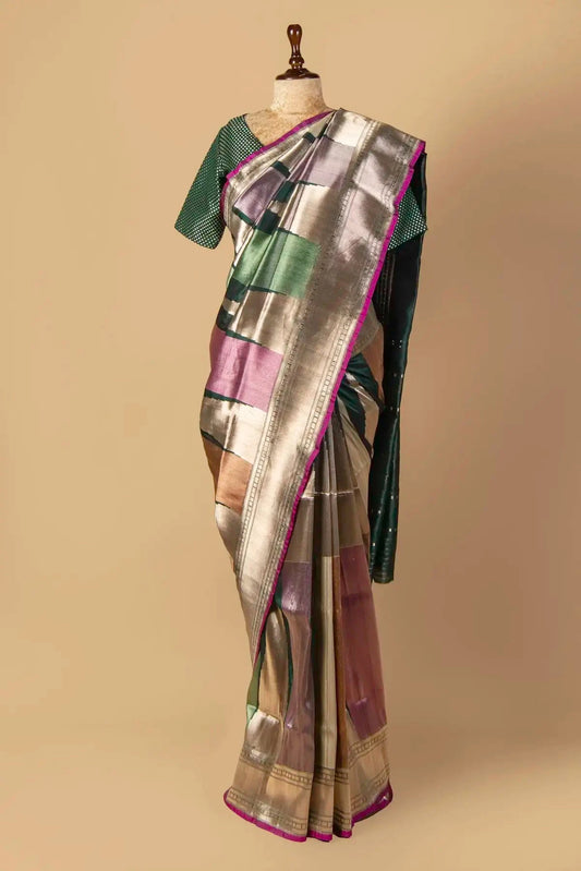 Temple Design Multicolor Banarasi Uppada Silk Saree - Pallodstore