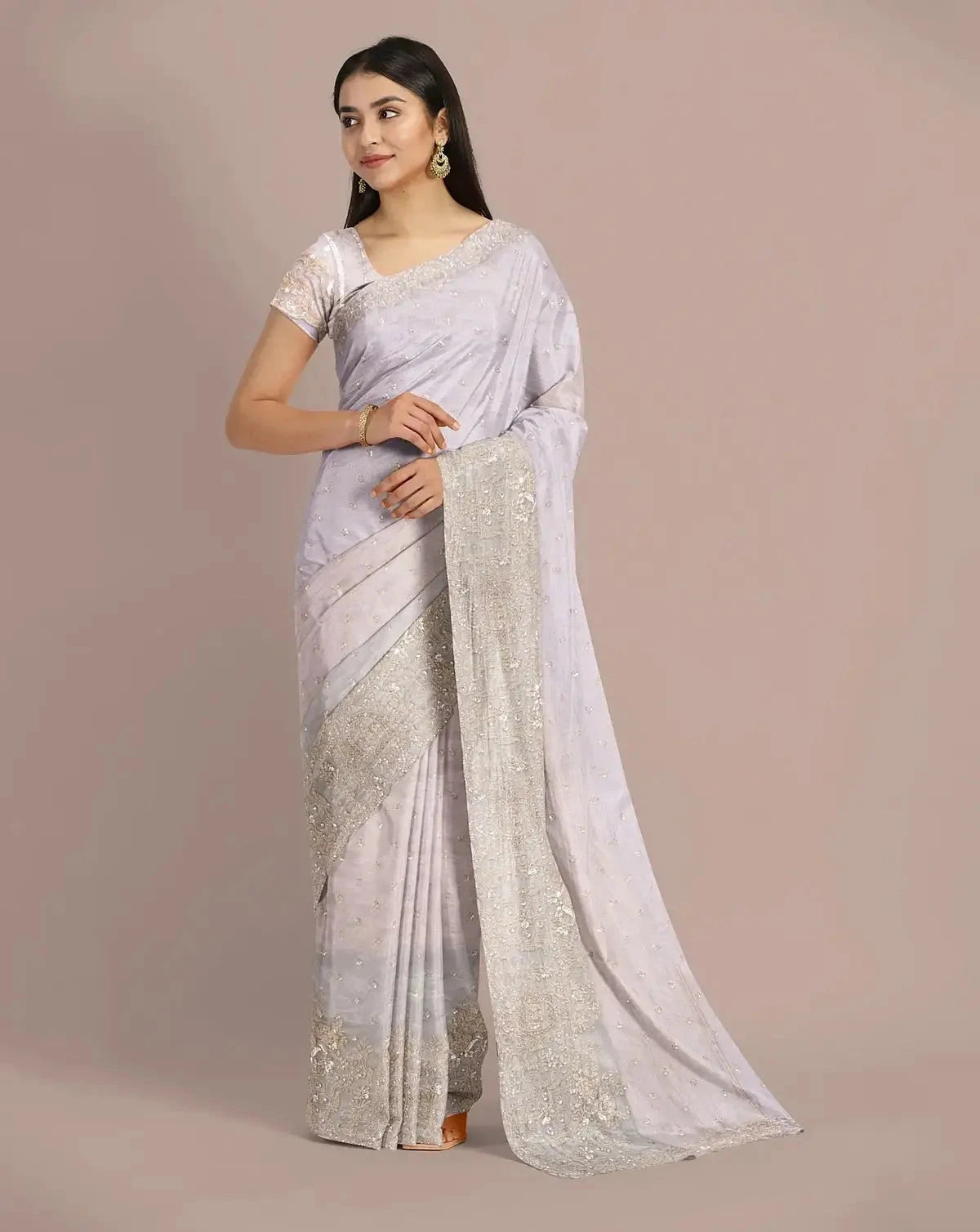 Tissue Embroidered Saree - Pallodstore