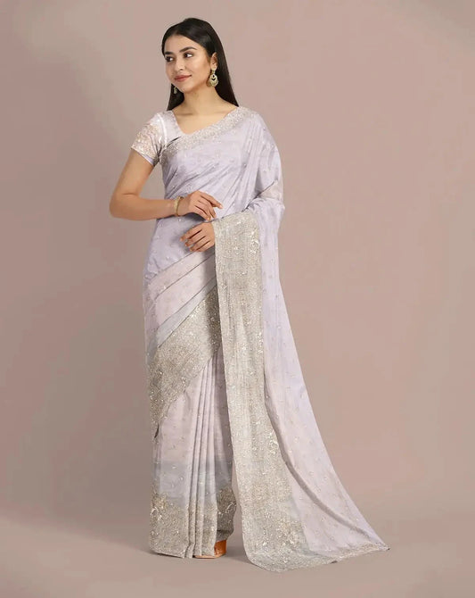 Tissue Embroidered Saree - Pallodstore