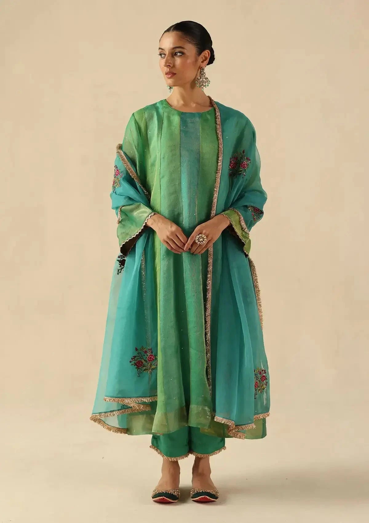 Turquoise Rimjhim Kurta Set - Pallodstore