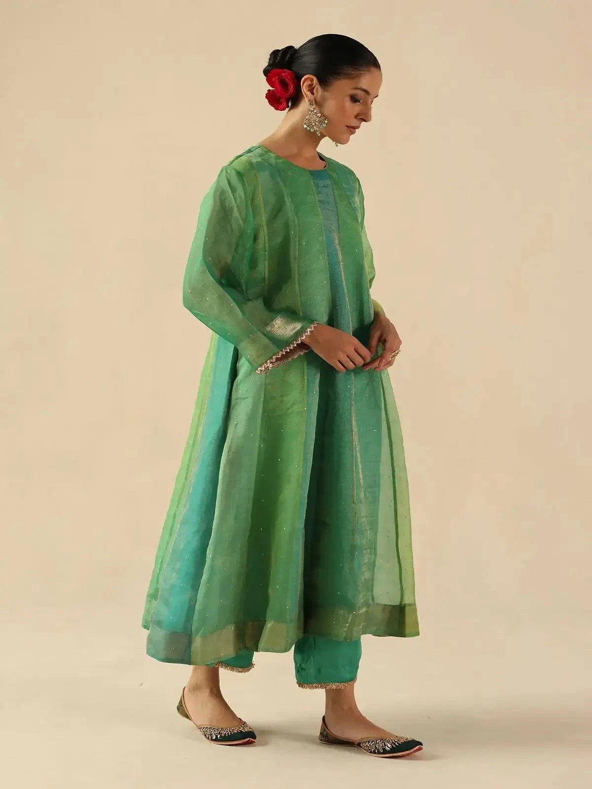 Turquoise Rimjhim Kurta Set - Pallodstore