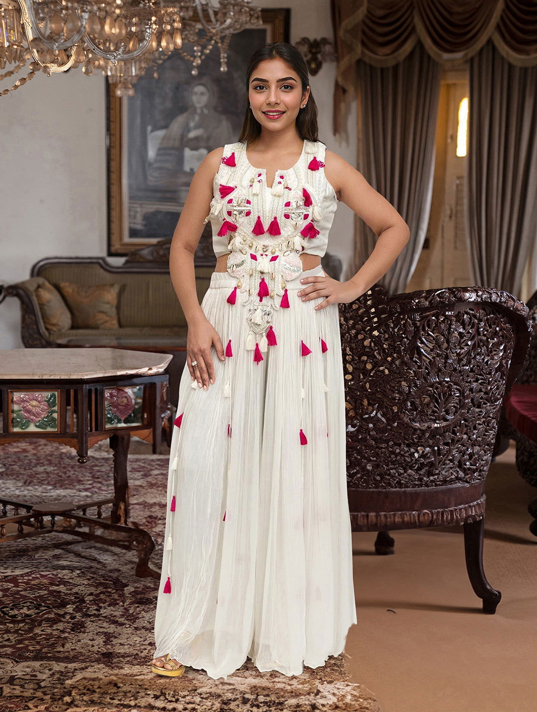 White Indo western suit - Pallodstore