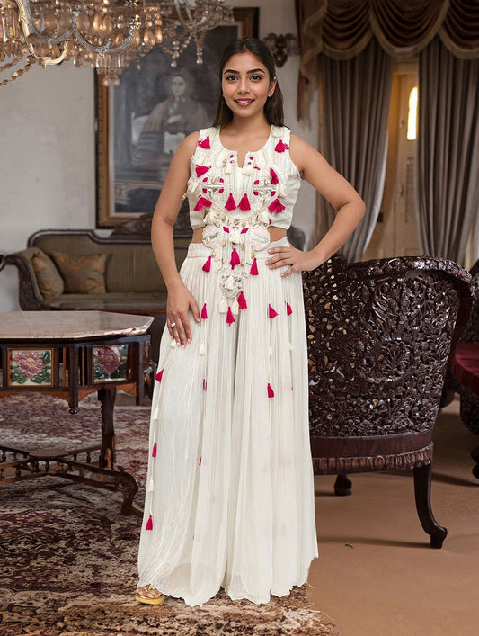 White Indo western suit - Pallodstore