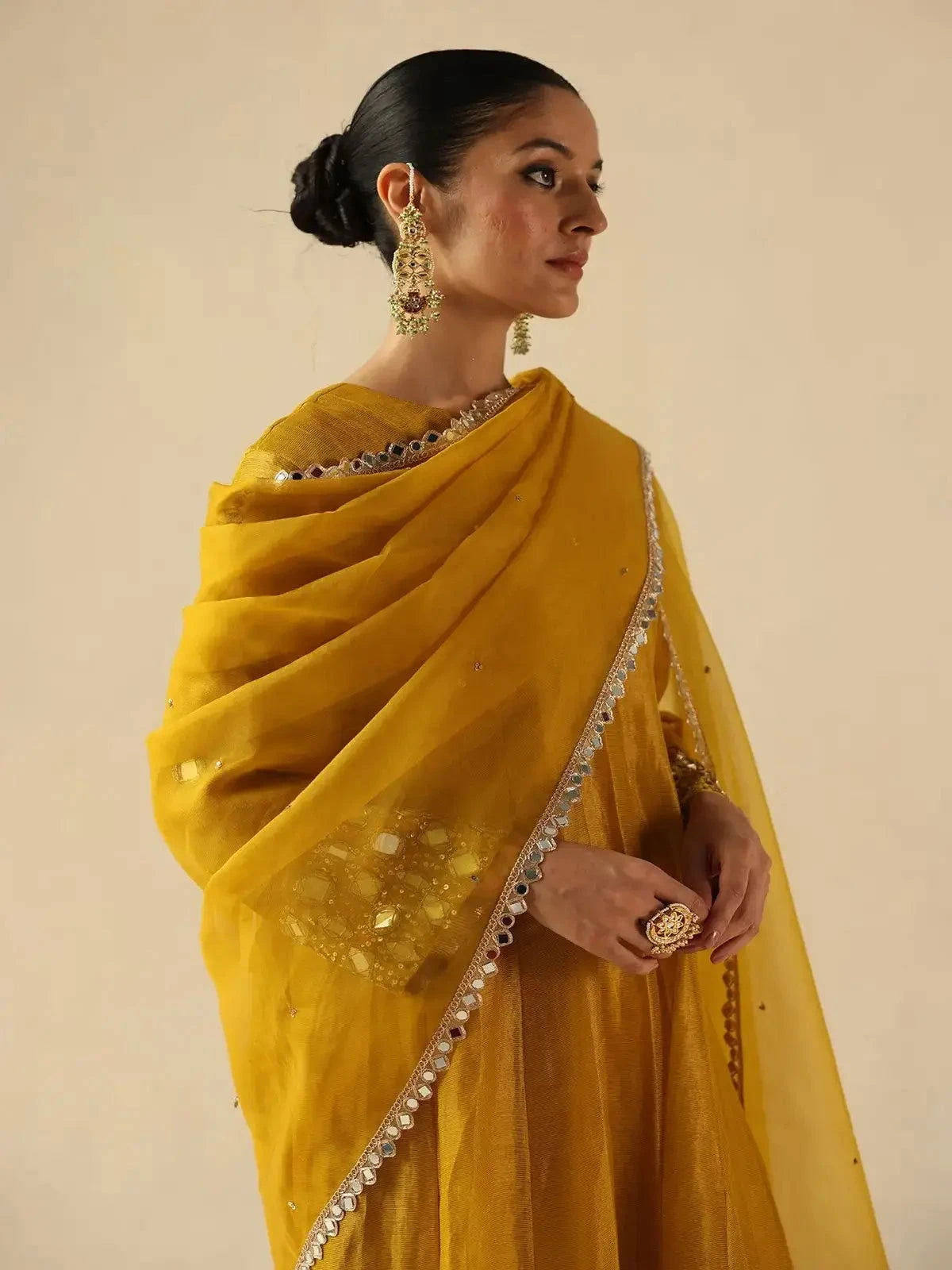 Yellow Afsana Kalidar - Pallodstore