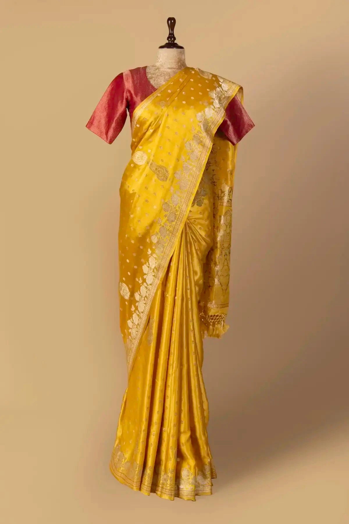 Yellow Gajji Silk Saree - Pallodstore