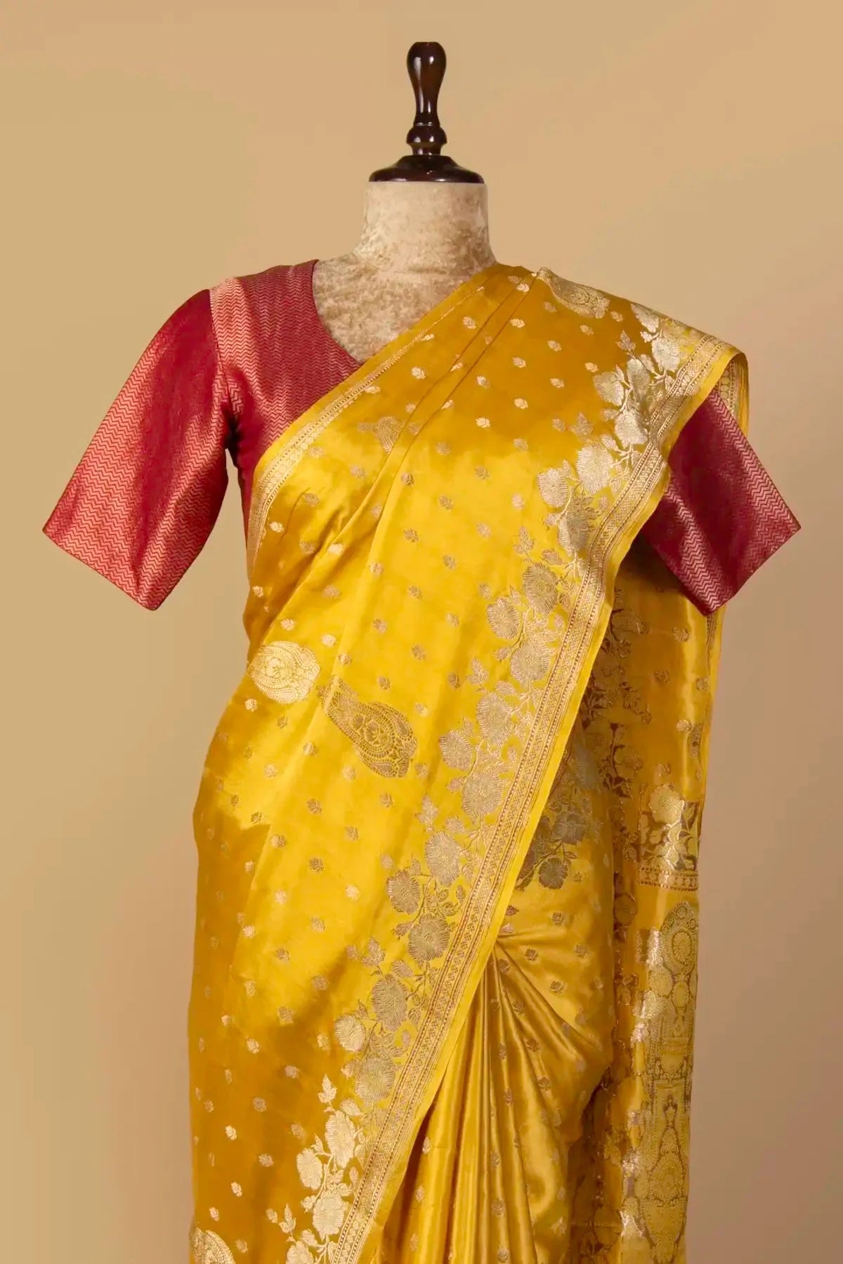 Yellow Gajji Silk Saree - Pallodstore
