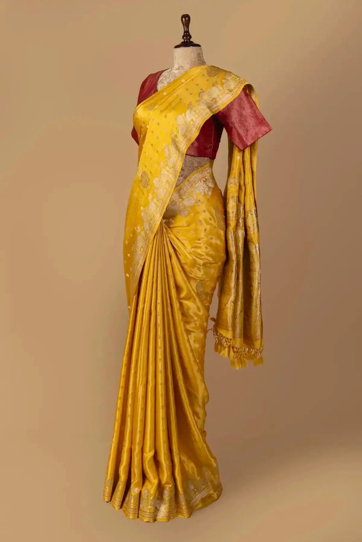 Yellow Gajji Silk Saree - Pallodstore