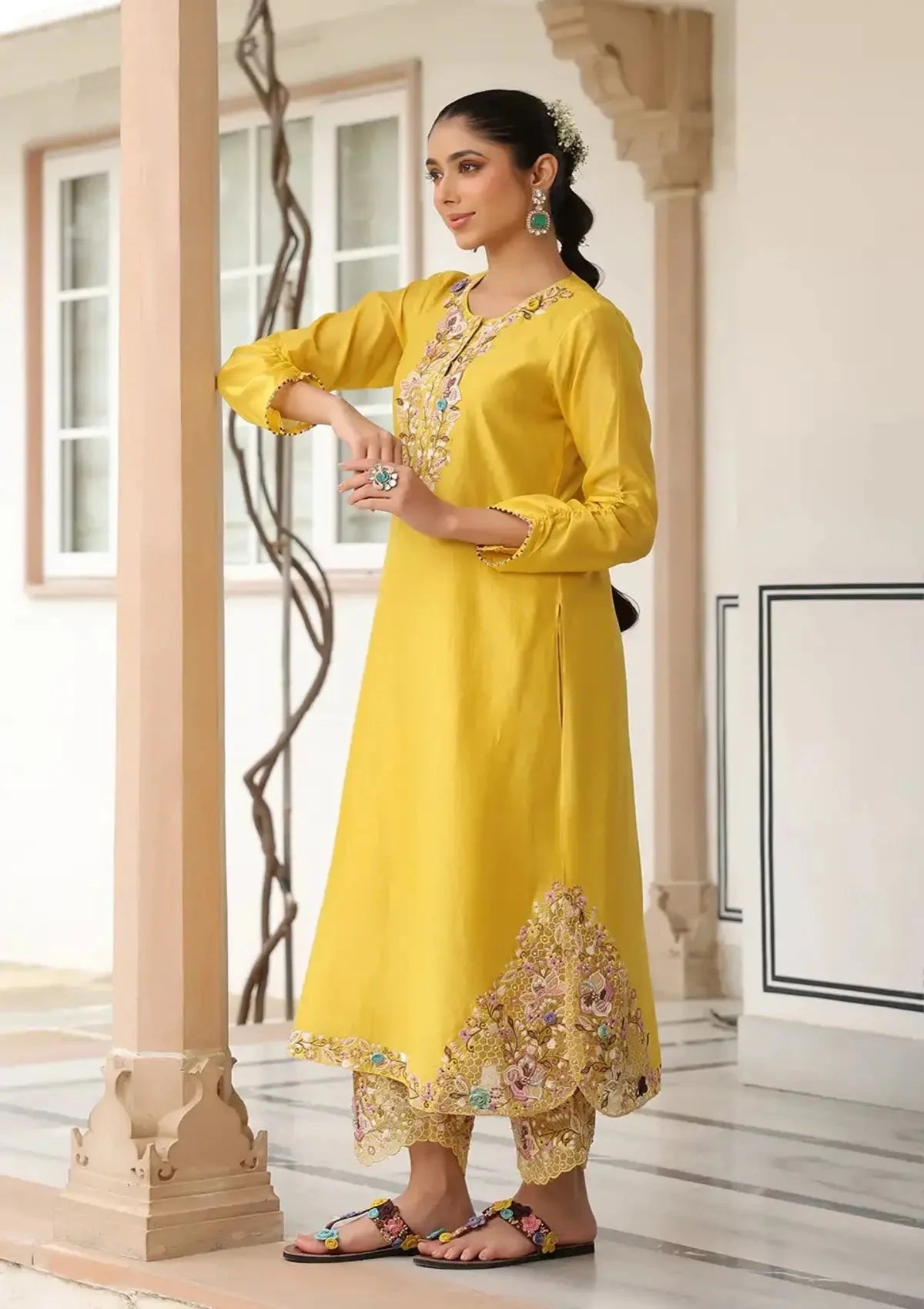Yellow Gulzar Farshi Kurta Set - Pallodstore