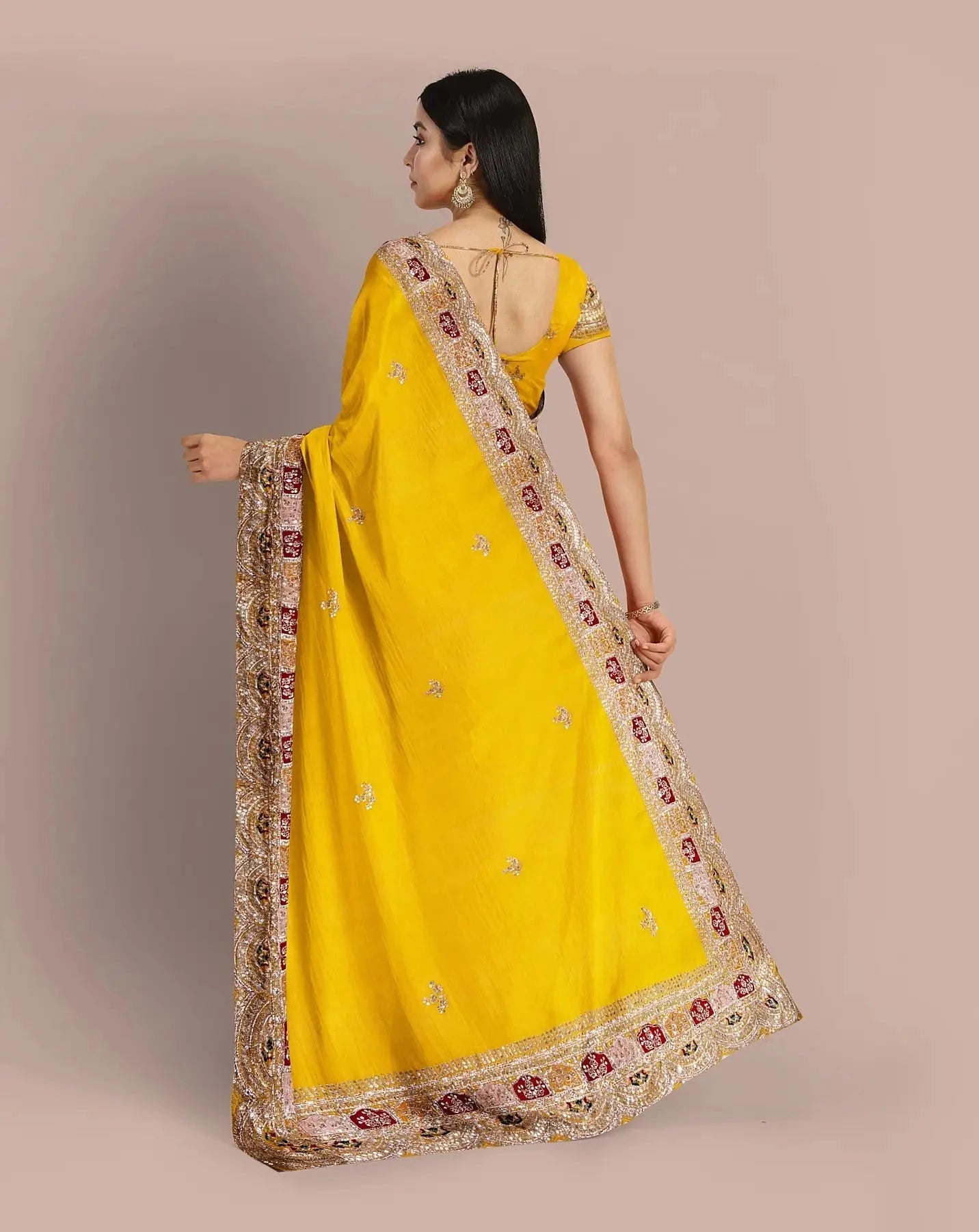 Yellow Organza Saree - Pallodstore
