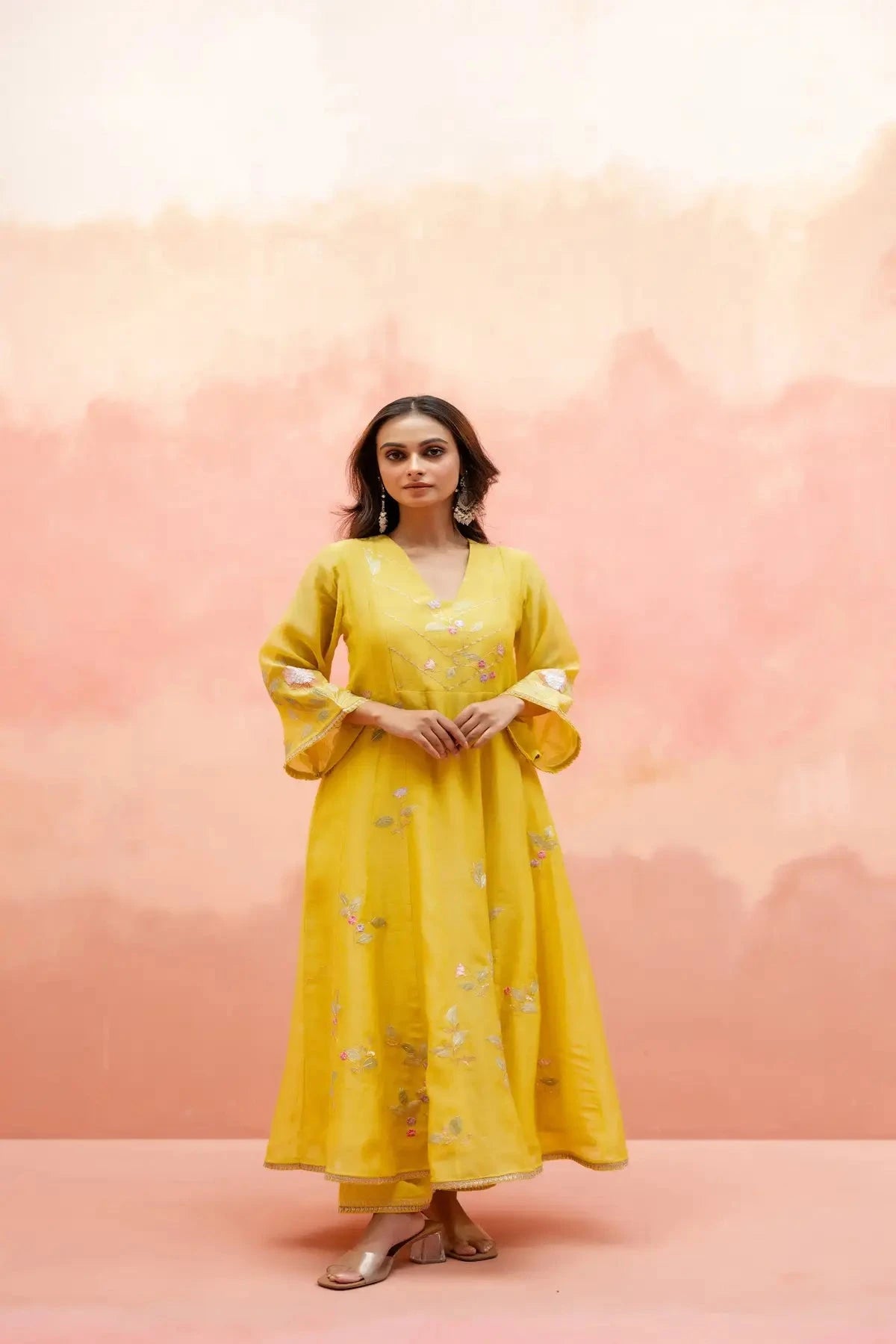 Yellow Pari Anarkali Set - Pallodstore