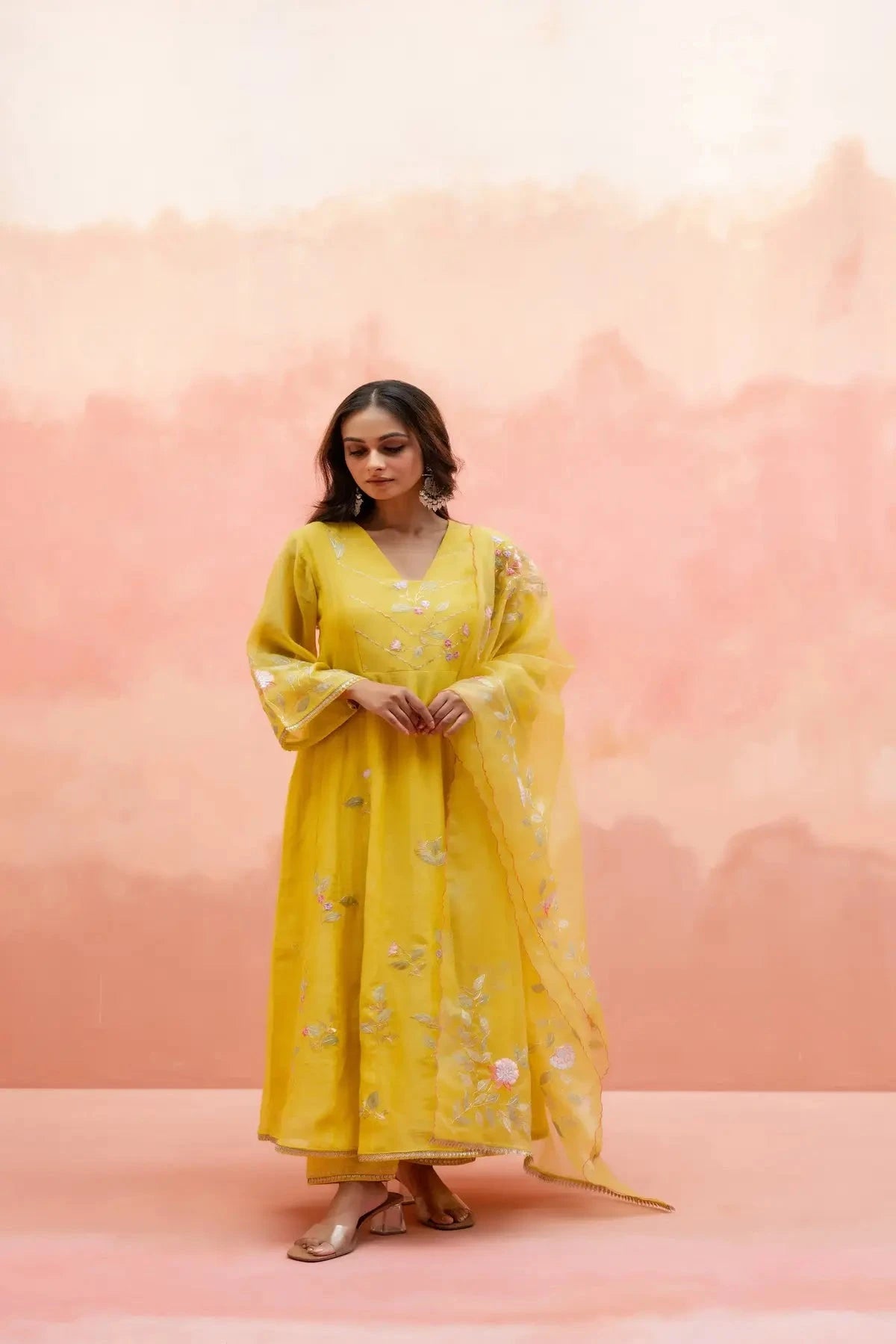 Yellow Pari Anarkali Set - Pallodstore