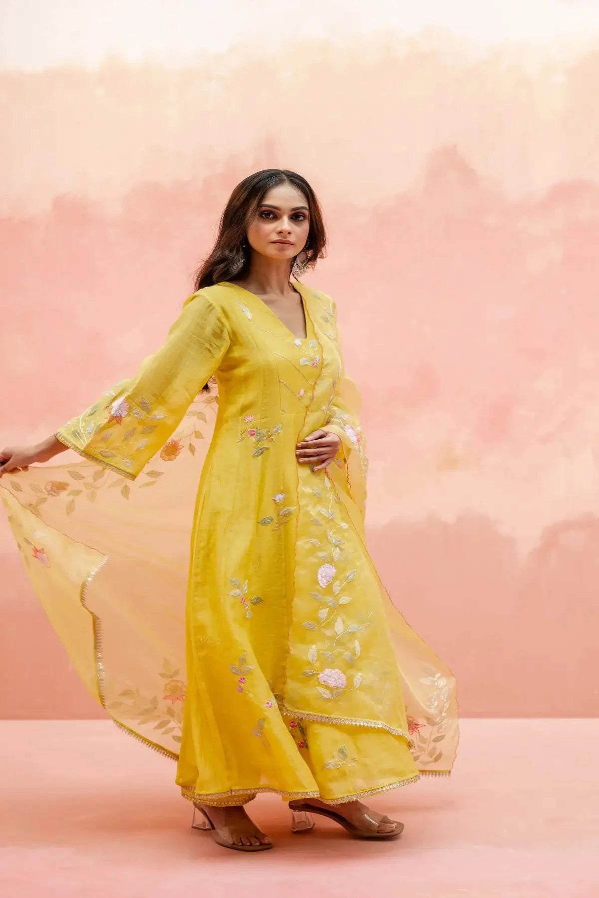 Yellow Pari Anarkali Set - Pallodstore