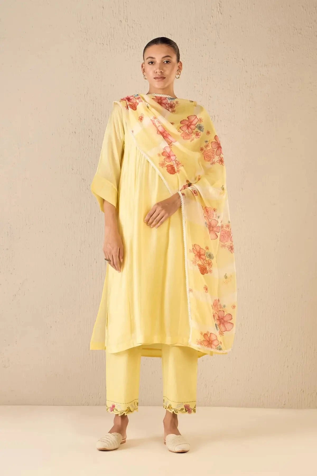 Yellow Pintuck Choga Set - Pallodstore