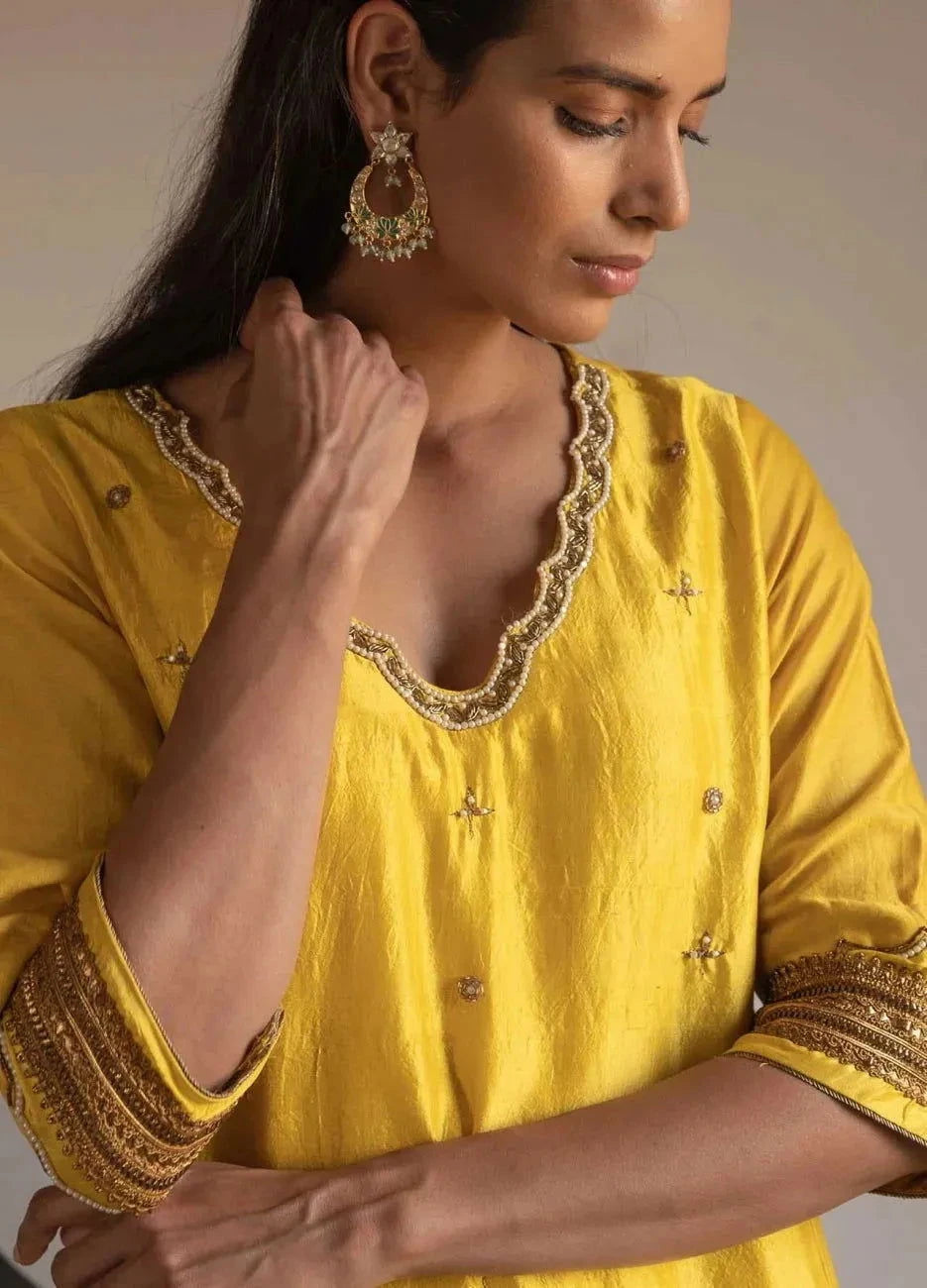 Yellow Tannu Kurta with Pants - Pallodstore