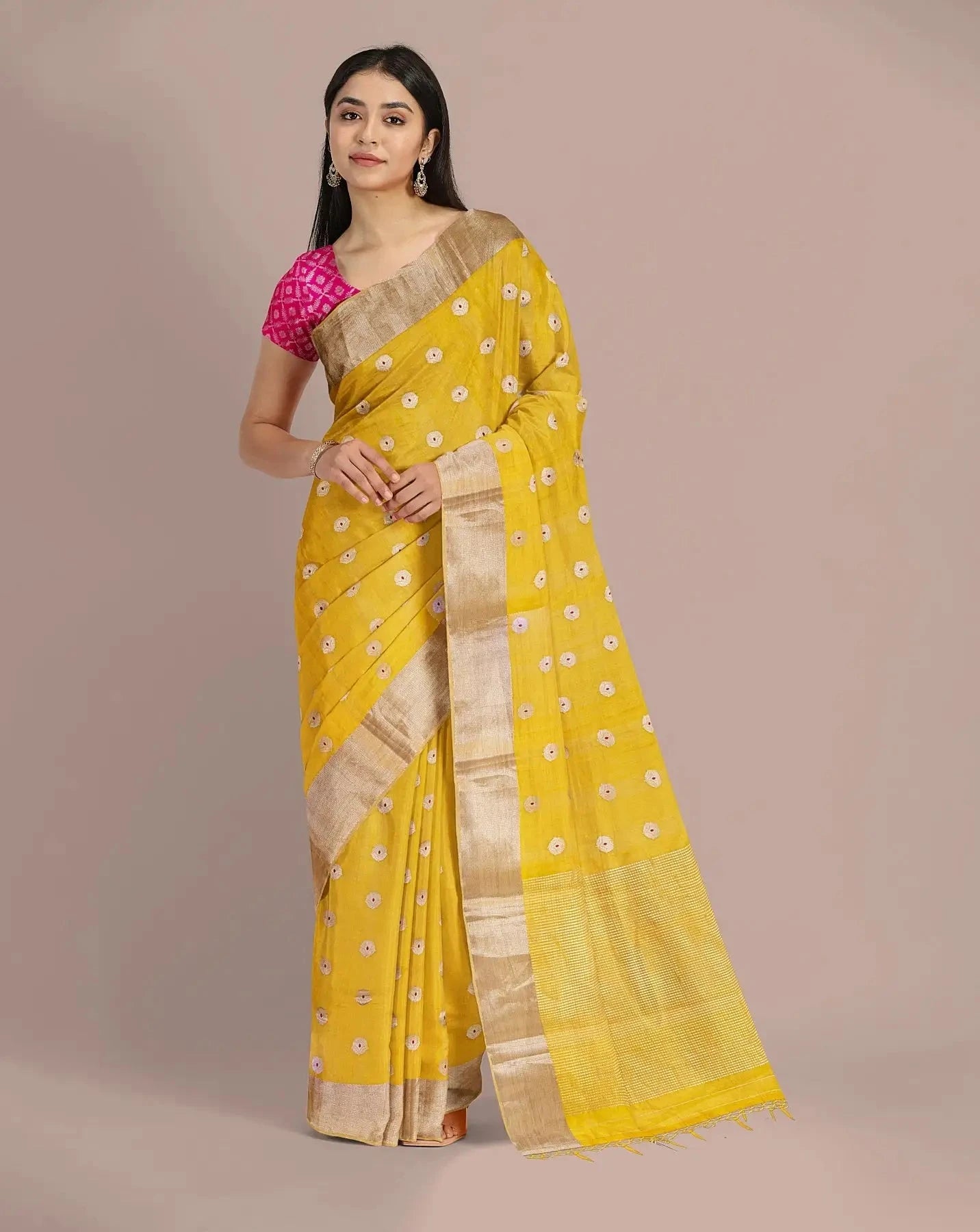 Yellow Tissue Silk Saree - Pallodstore