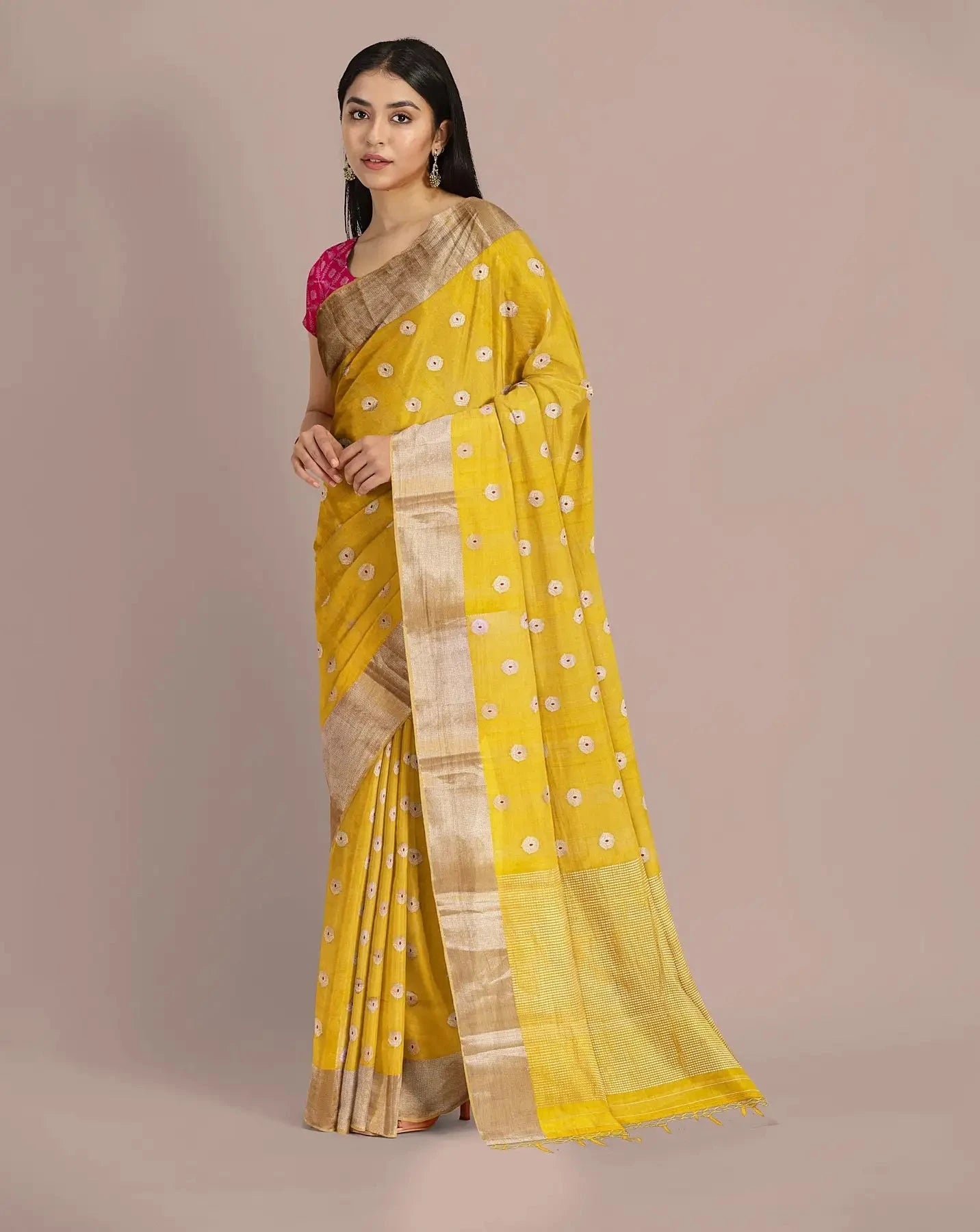 Yellow Tissue Silk Saree - Pallodstore