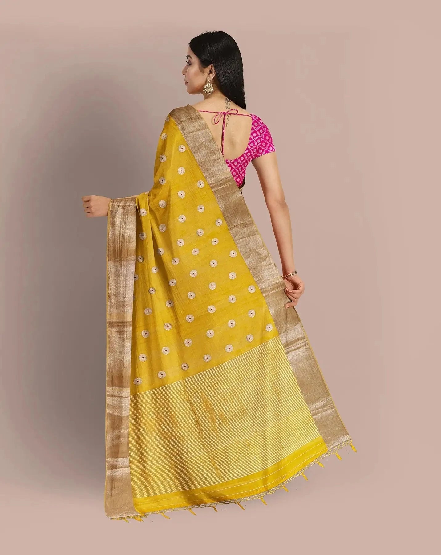 Yellow Tissue Silk Saree - Pallodstore