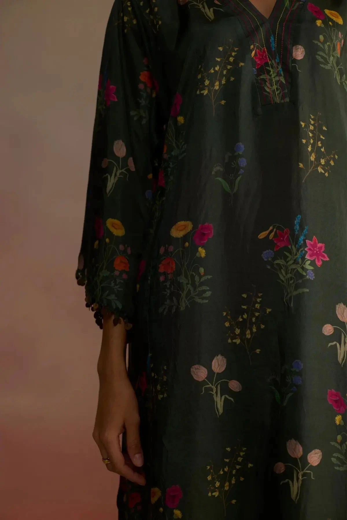Zaira Long Green Kurta - Pallodstore