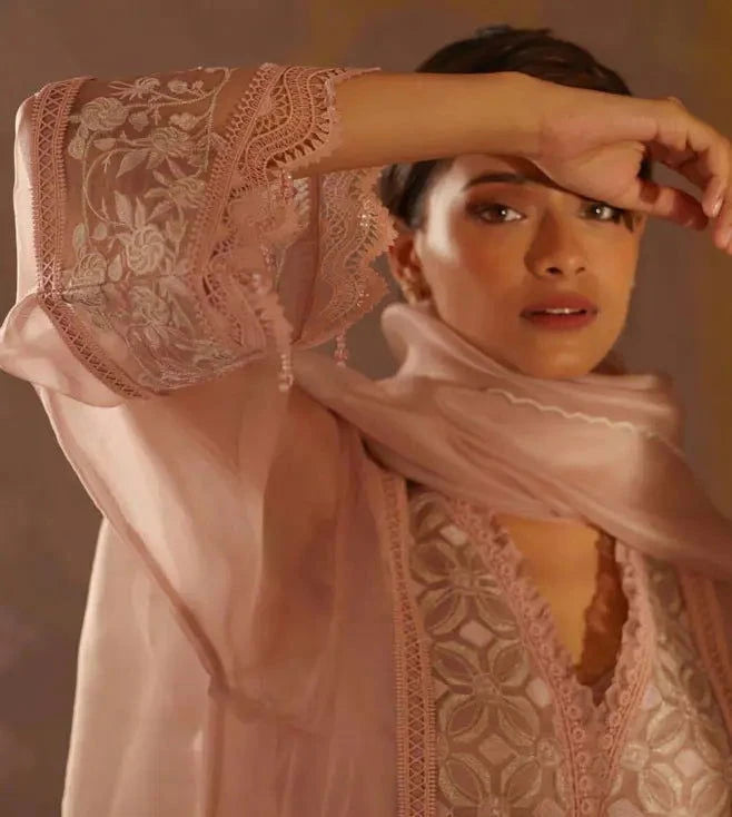 Zarin Pink Kurta with Pant and Dupatta - Pallodstore