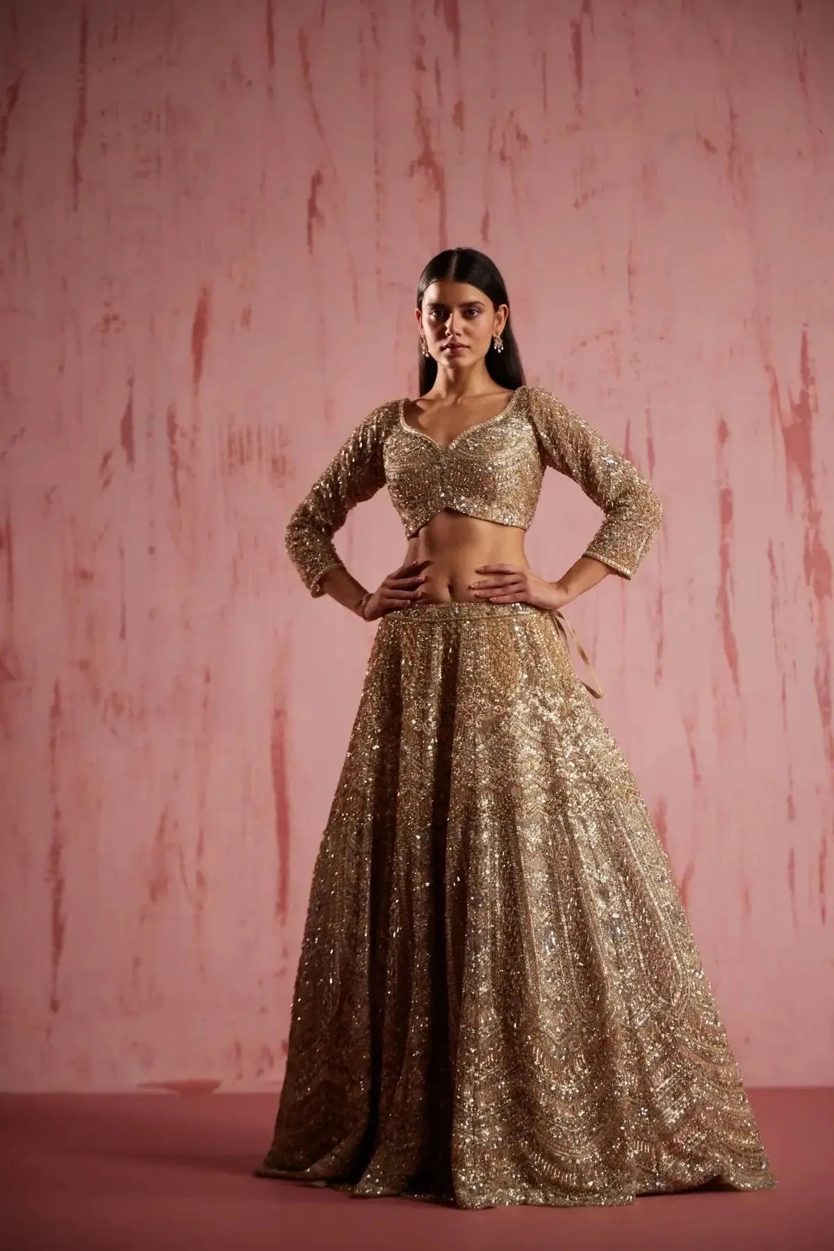 Zayan Gold Lehenga Set - Pallodstore