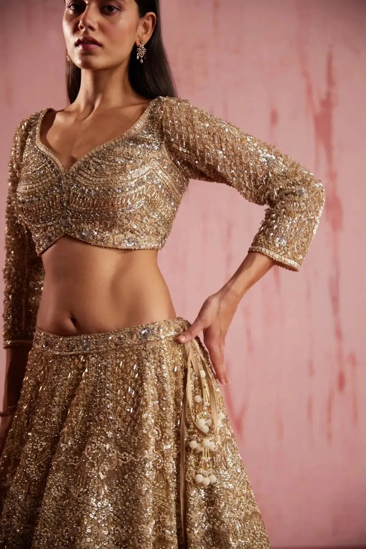 Zayan Gold Lehenga Set - Pallodstore