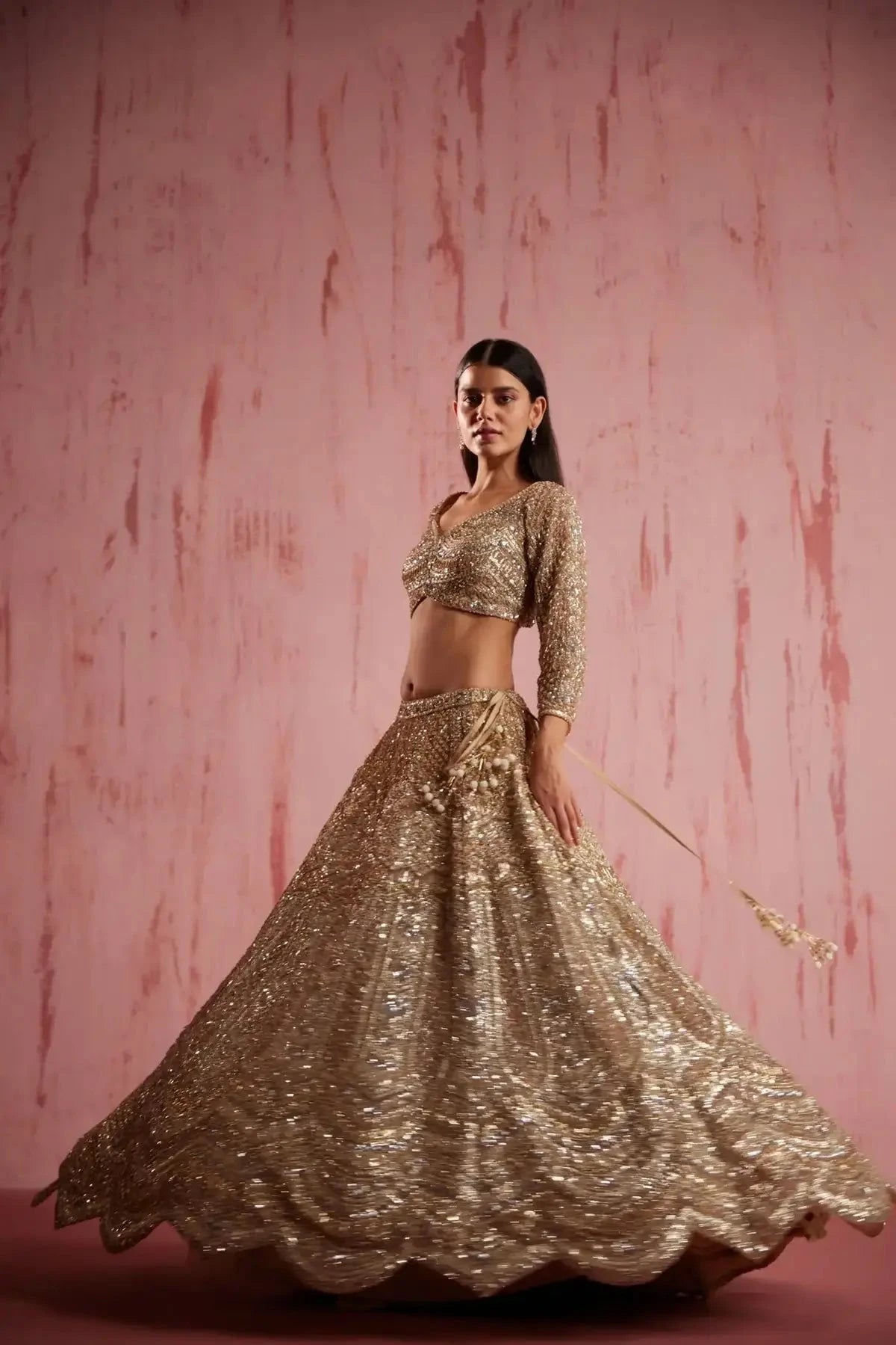 Zayan Gold Lehenga Set - Pallodstore