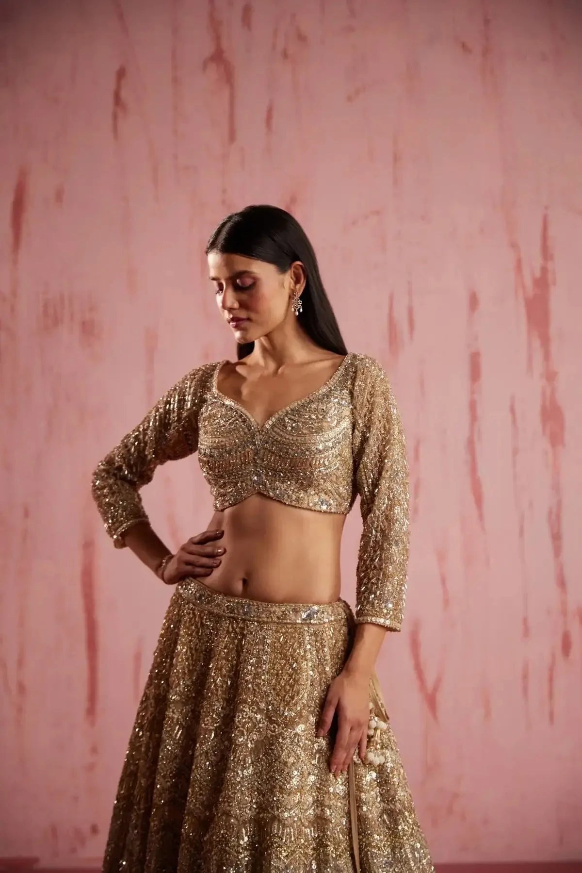 Zayan Gold Lehenga Set - Pallodstore